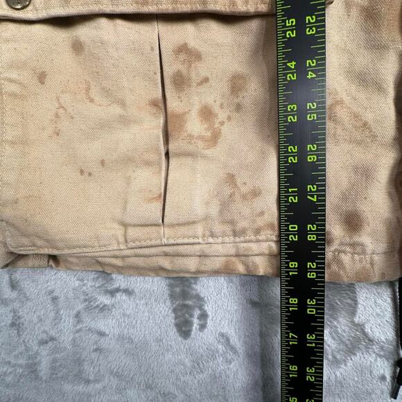 Vintage 80s Distressed Paint Splattered Carhartt Blanket Lined Beige ChoreCoat L - Picture 6 of 8